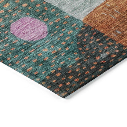 Noel Orange Washable Indoor-Outdoor Rug-Outdoor Rugs-LOOMLAN Rugs-LOOMLAN