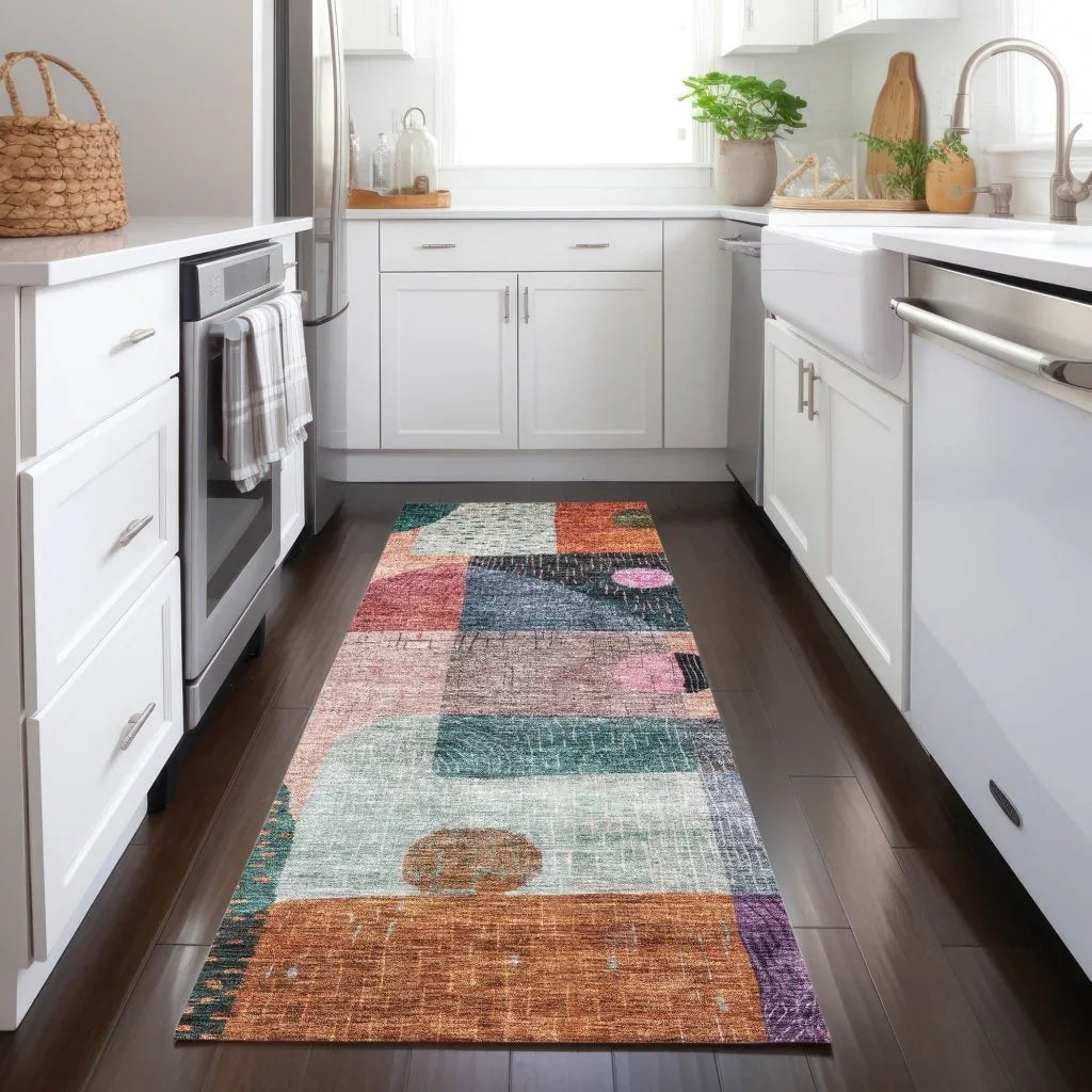 Noel Orange Washable Indoor-Outdoor Rug-Outdoor Rugs-LOOMLAN Rugs-LOOMLAN