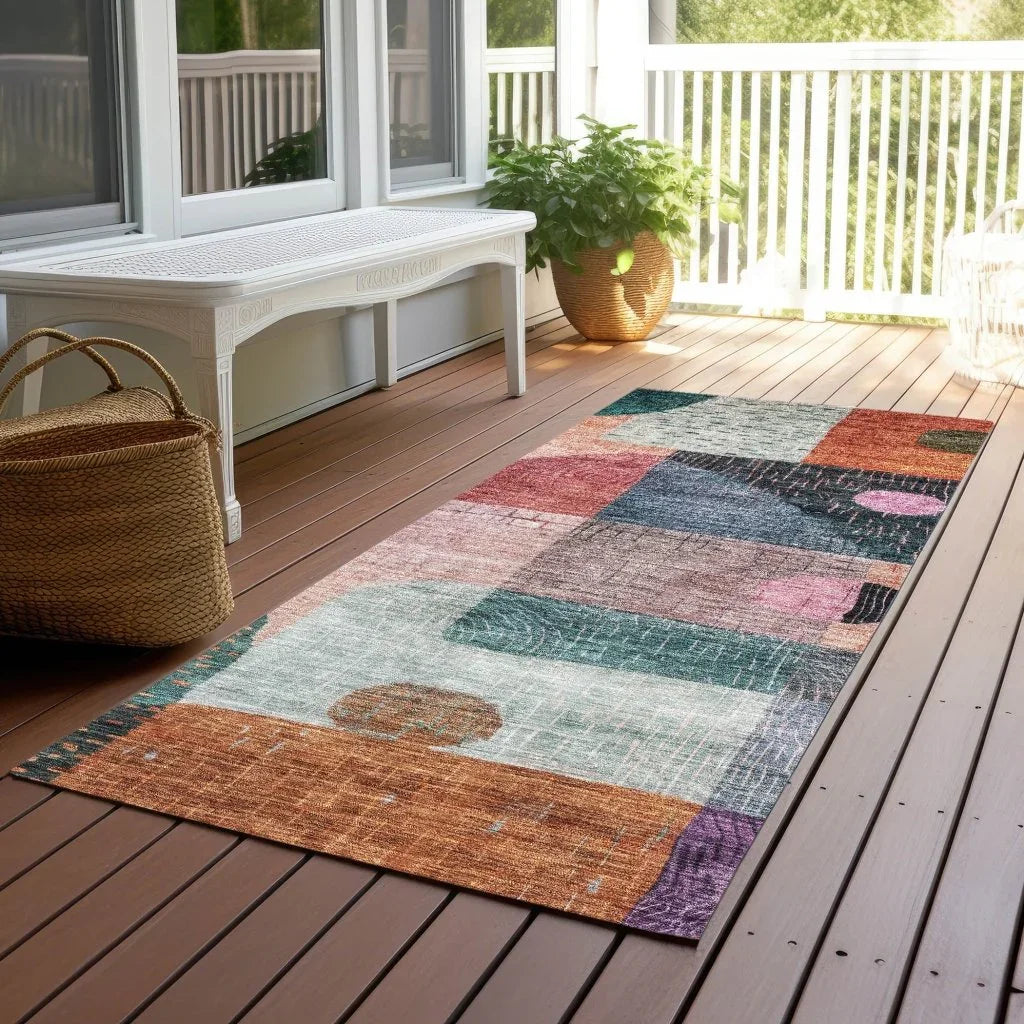 Noel Orange Washable Indoor-Outdoor Rug-Outdoor Rugs-LOOMLAN Rugs-LOOMLAN