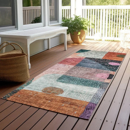 Noel Orange Washable Indoor-Outdoor Rug-Outdoor Rugs-LOOMLAN Rugs-LOOMLAN