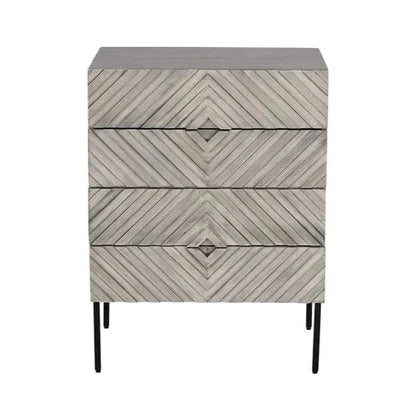 Noemi Nightstand With Chevron & Steel Base - LOOMLAN - SUNPAN - Nightstands