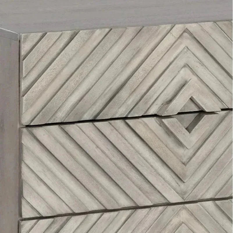 Noemi Nightstand With Chevron & Steel Base - LOOMLAN - SUNPAN - Nightstands