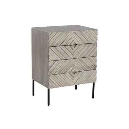 Noemi Nightstand With Chevron & Steel Base - LOOMLAN - SUNPAN - Nightstands