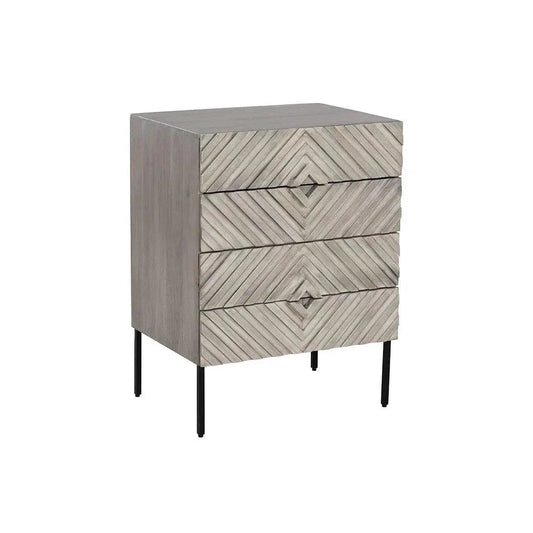 Noemi Nightstand With Chevron & Steel Base - LOOMLAN - SUNPAN - Nightstands