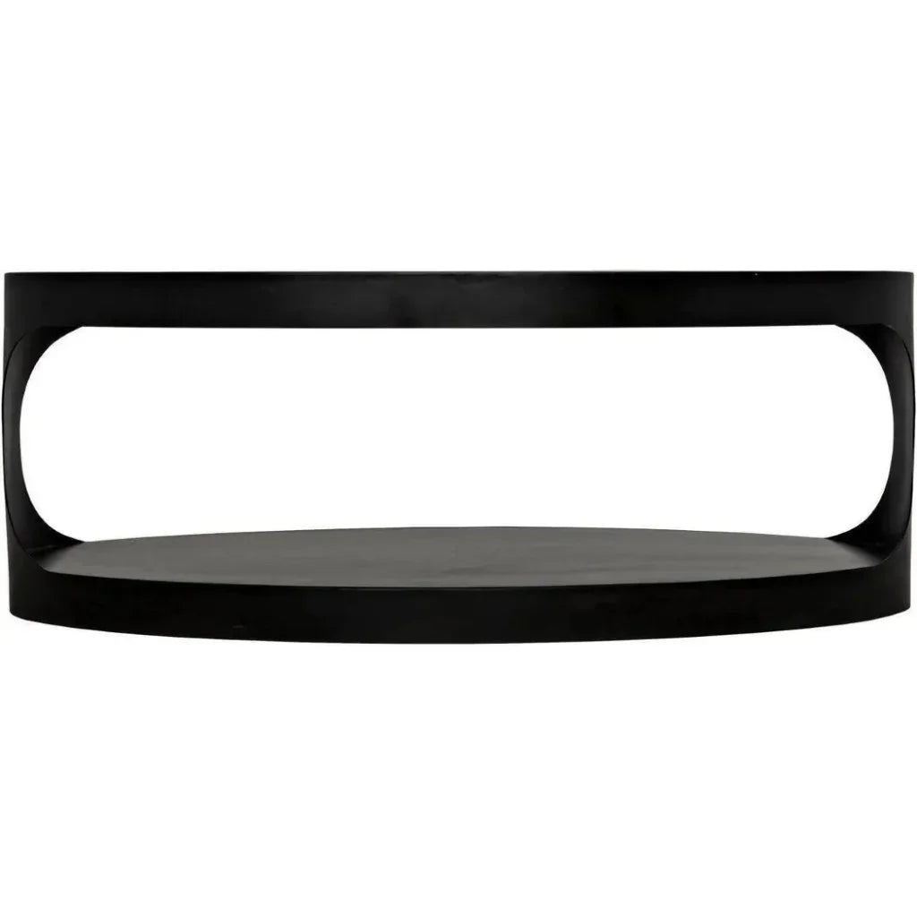 Noir Eclipse Oval Coffee Table Storage Industrial Steel - LOOMLAN - Noir - Coffee Tables