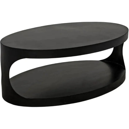 Noir Eclipse Oval Coffee Table Storage Industrial Steel - LOOMLAN - Noir - Coffee Tables