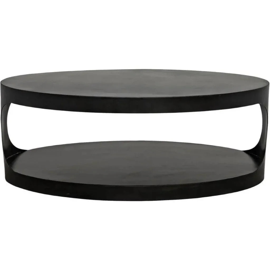 Noir Eclipse Oval Coffee Table Storage Industrial Steel - LOOMLAN - Noir - Coffee Tables