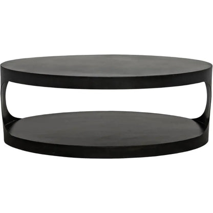 Noir Eclipse Oval Coffee Table Storage Industrial Steel - LOOMLAN - Noir - Coffee Tables