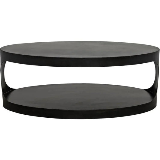 Noir Eclipse Oval Coffee Table Storage Industrial Steel - LOOMLAN - Noir - Coffee Tables
