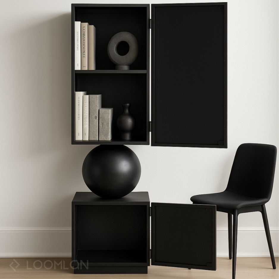 Noir Pillar Accent Cabinet Black