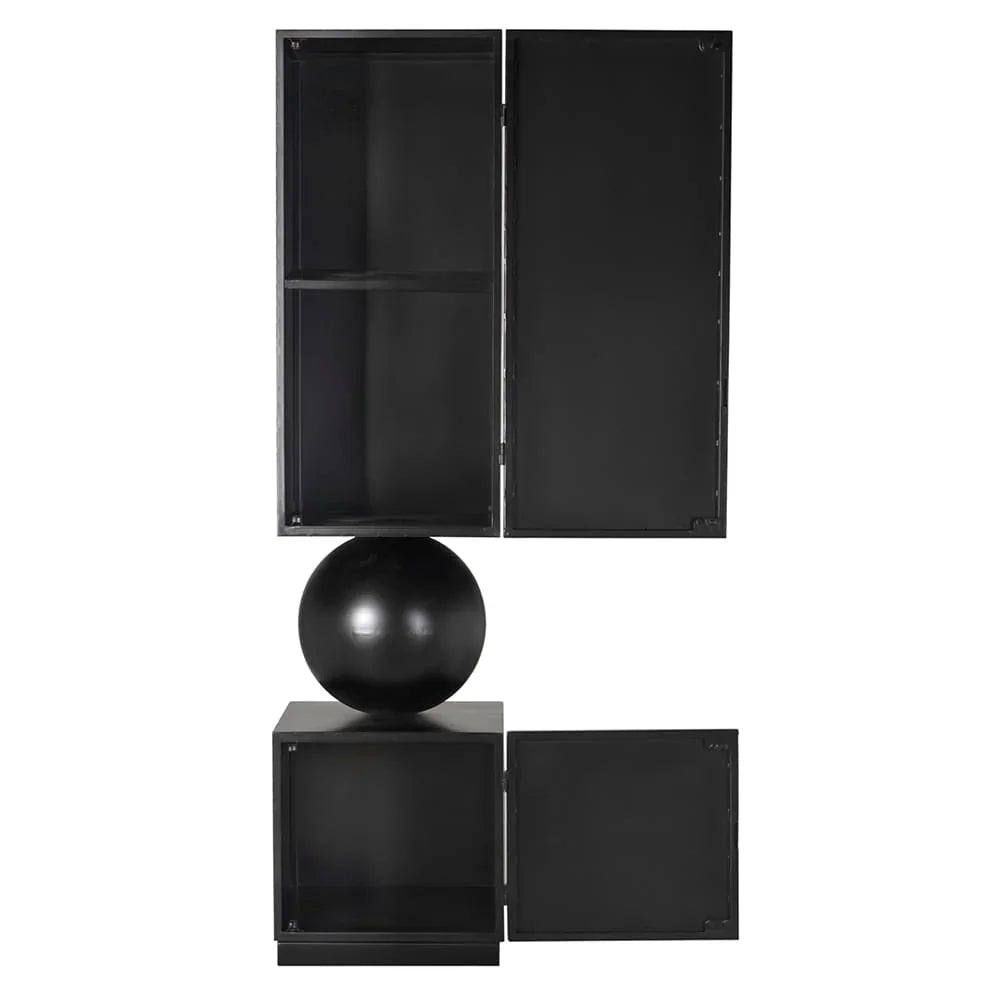 Pillar Industrial Steel Black Cabinet - LOOMLAN - Noir - Accent Cabinets