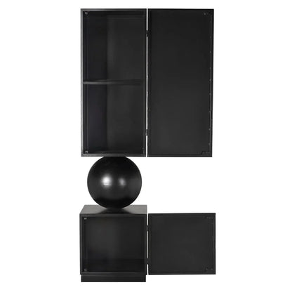 Pillar Industrial Steel Black Cabinet - LOOMLAN - Noir - Accent Cabinets