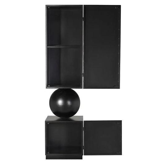 Pillar Industrial Steel Black Cabinet - LOOMLAN - Noir - Accent Cabinets