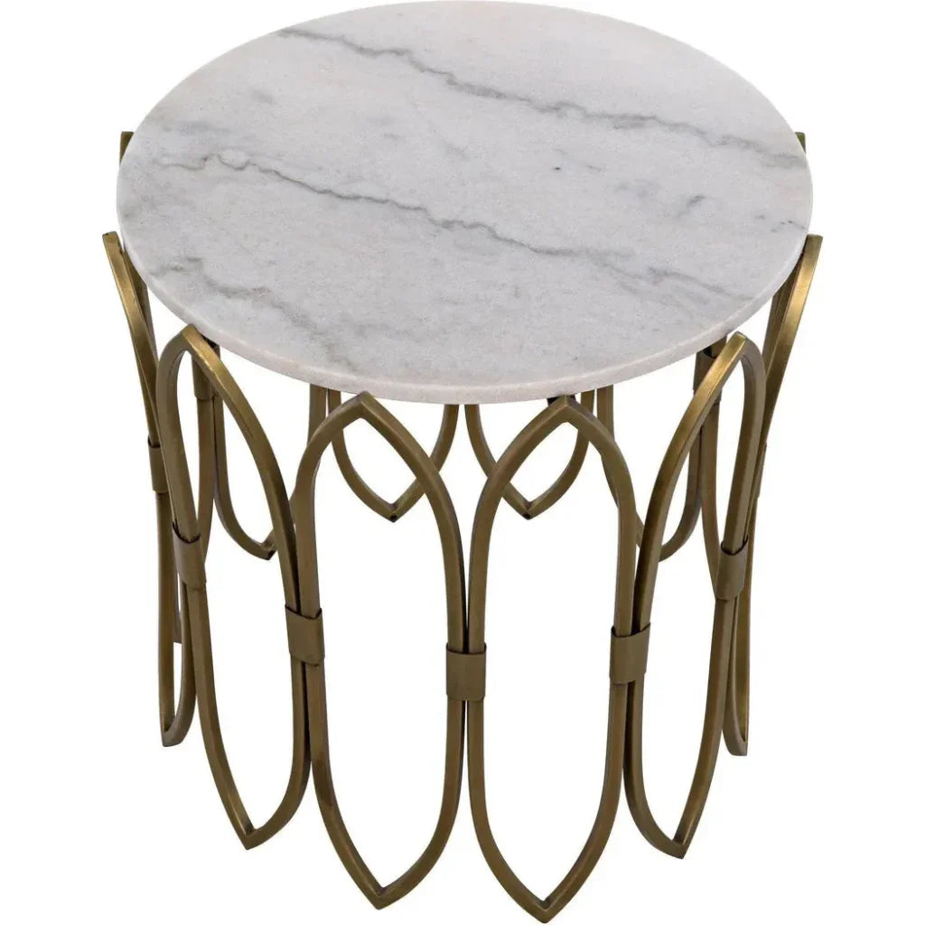 Nola Steel and Marble Round Side Table - LOOMLAN - Noir - Side Tables