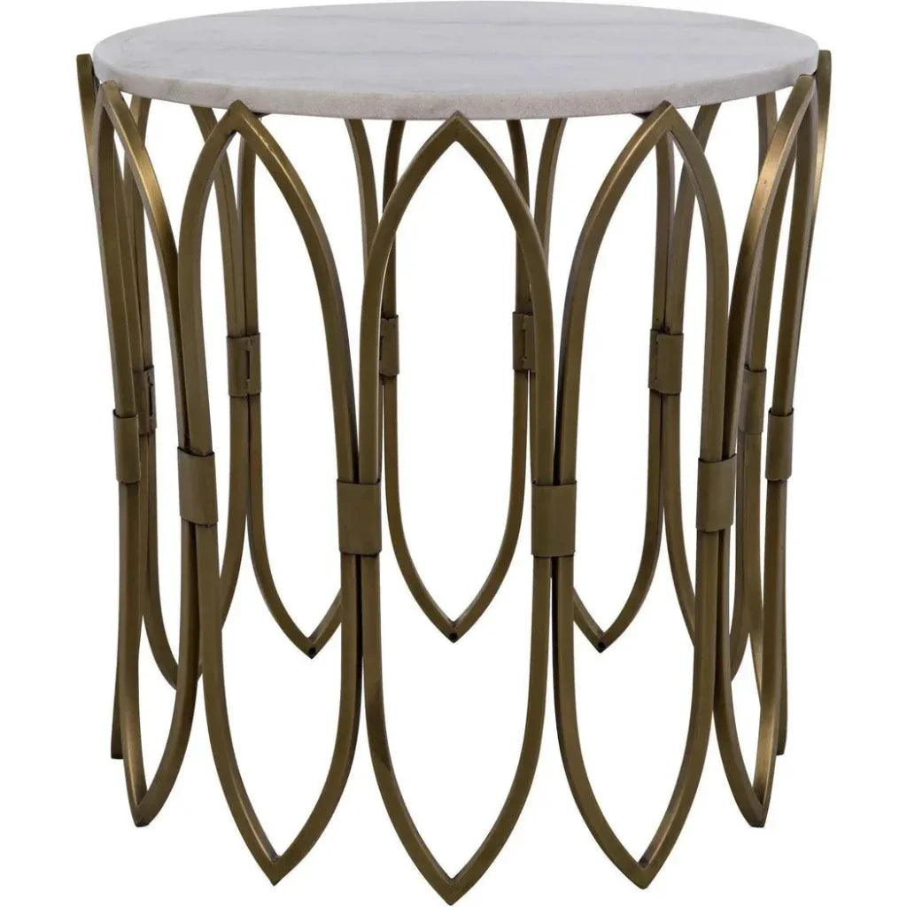 Nola Steel and Marble Round Side Table - LOOMLAN - Noir - Side Tables