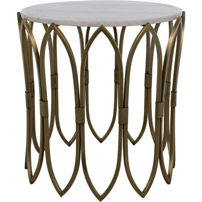 Nola Steel and Marble Round Side Table - LOOMLAN - Noir - Side Tables