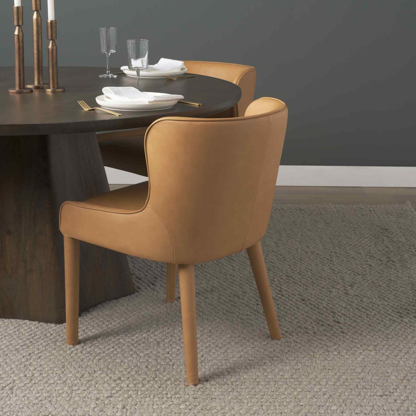 Nolan Slope Leather Armless Dining Chair 2PC