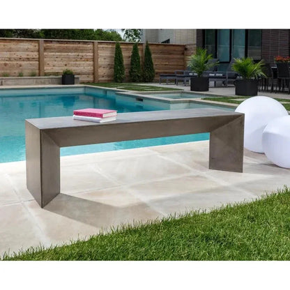Nomad Concrete Outdoor Backless Bench-Outdoor Benches-SUNPAN-LOOMLAN