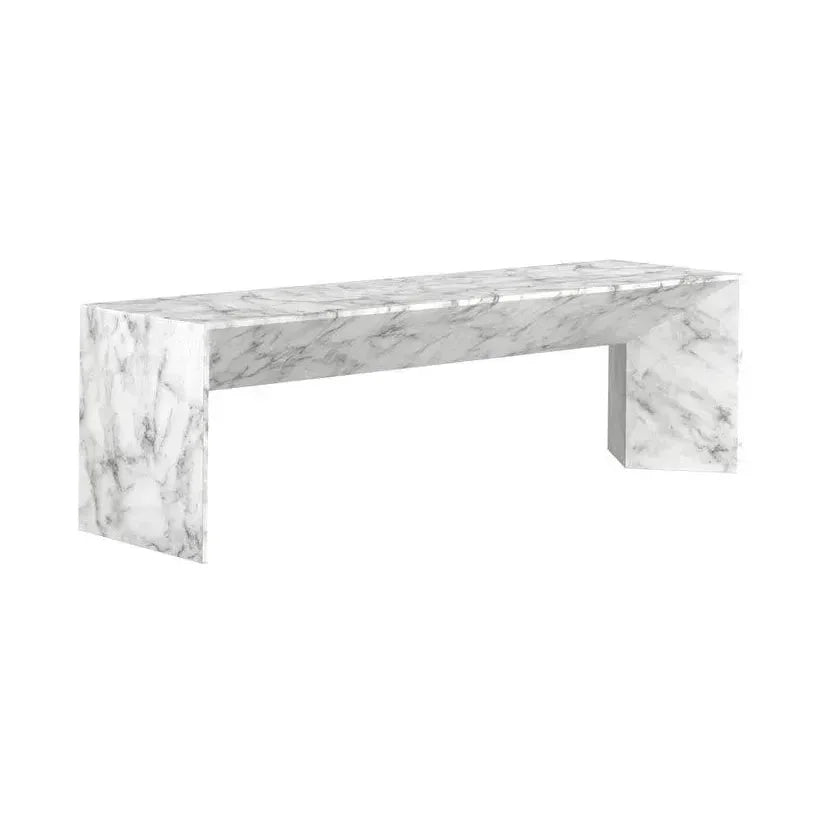 Nomad Concrete Outdoor Backless Bench-Outdoor Benches-SUNPAN-Marble Look - White-LOOMLAN