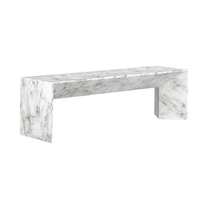 Nomad Concrete Outdoor Backless Bench-Outdoor Benches-SUNPAN-Marble Look - White-LOOMLAN