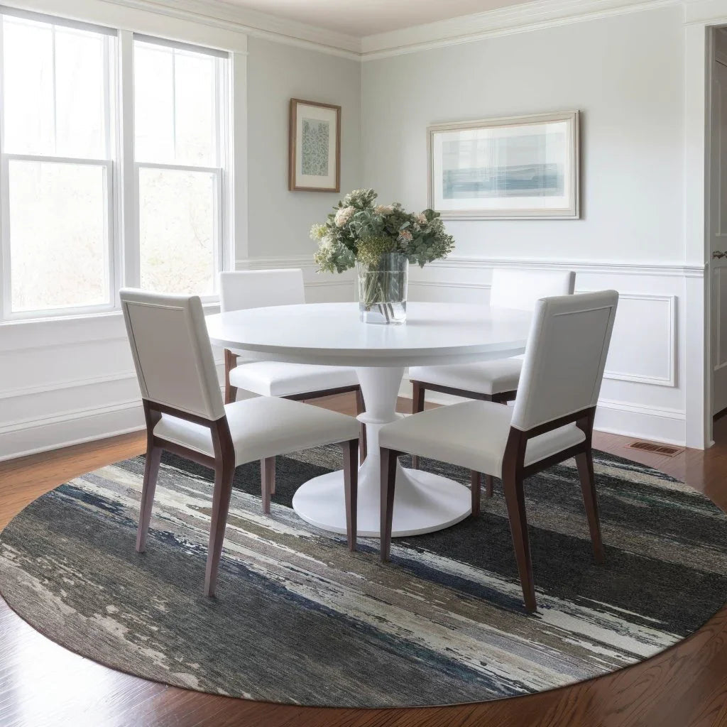 Nomaria Black Washable Indoor - Outdoor Rug - LOOMLAN - LOOMLAN Rugs - Outdoor Rugs