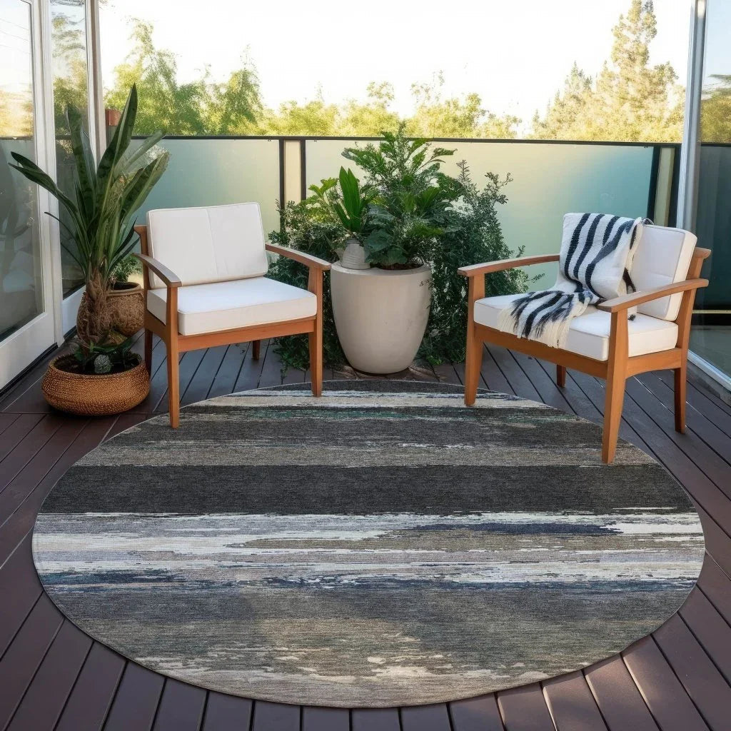 Nomaria Black Washable Indoor - Outdoor Rug - LOOMLAN - LOOMLAN Rugs - Outdoor Rugs