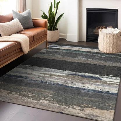 Nomaria Black Washable Indoor - Outdoor Rug - LOOMLAN - LOOMLAN Rugs - Outdoor Rugs