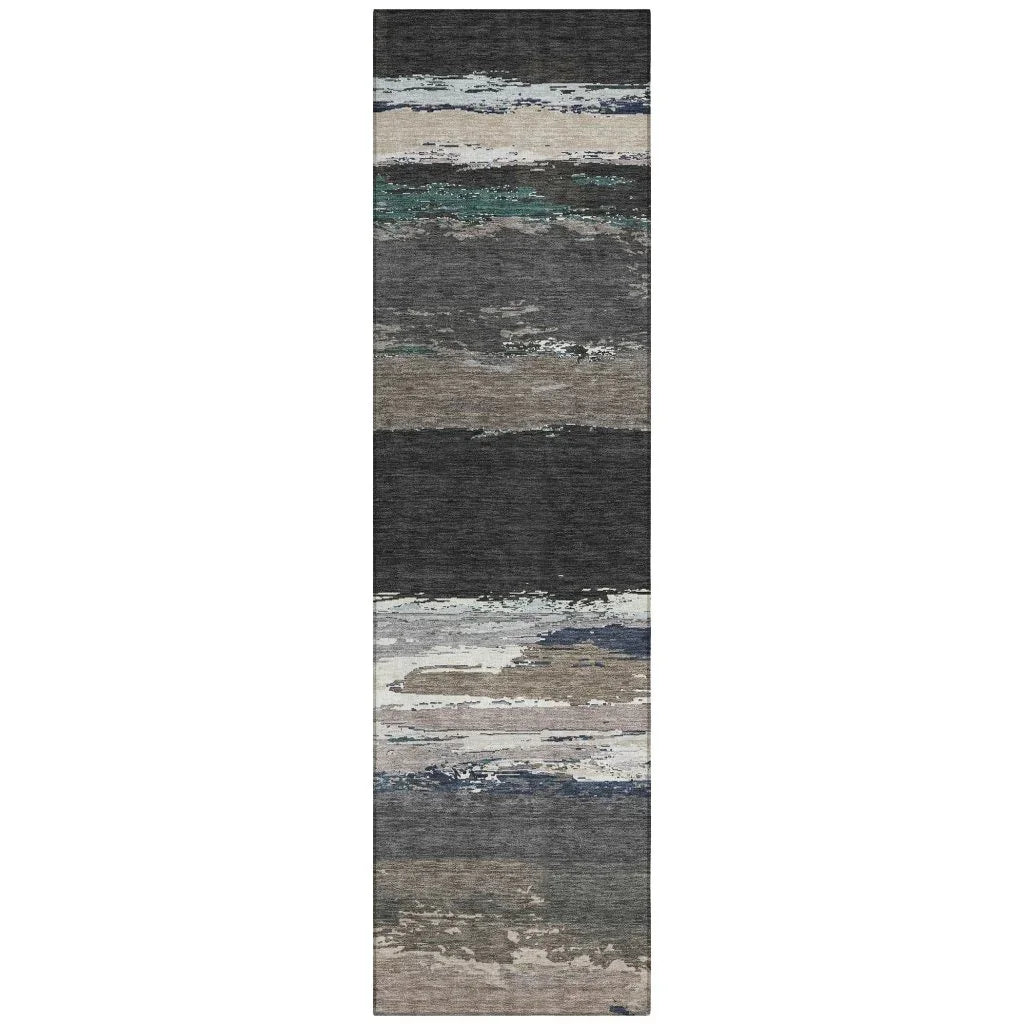 Nomaria Black Washable Indoor - Outdoor Rug - LOOMLAN - LOOMLAN Rugs - Outdoor Rugs