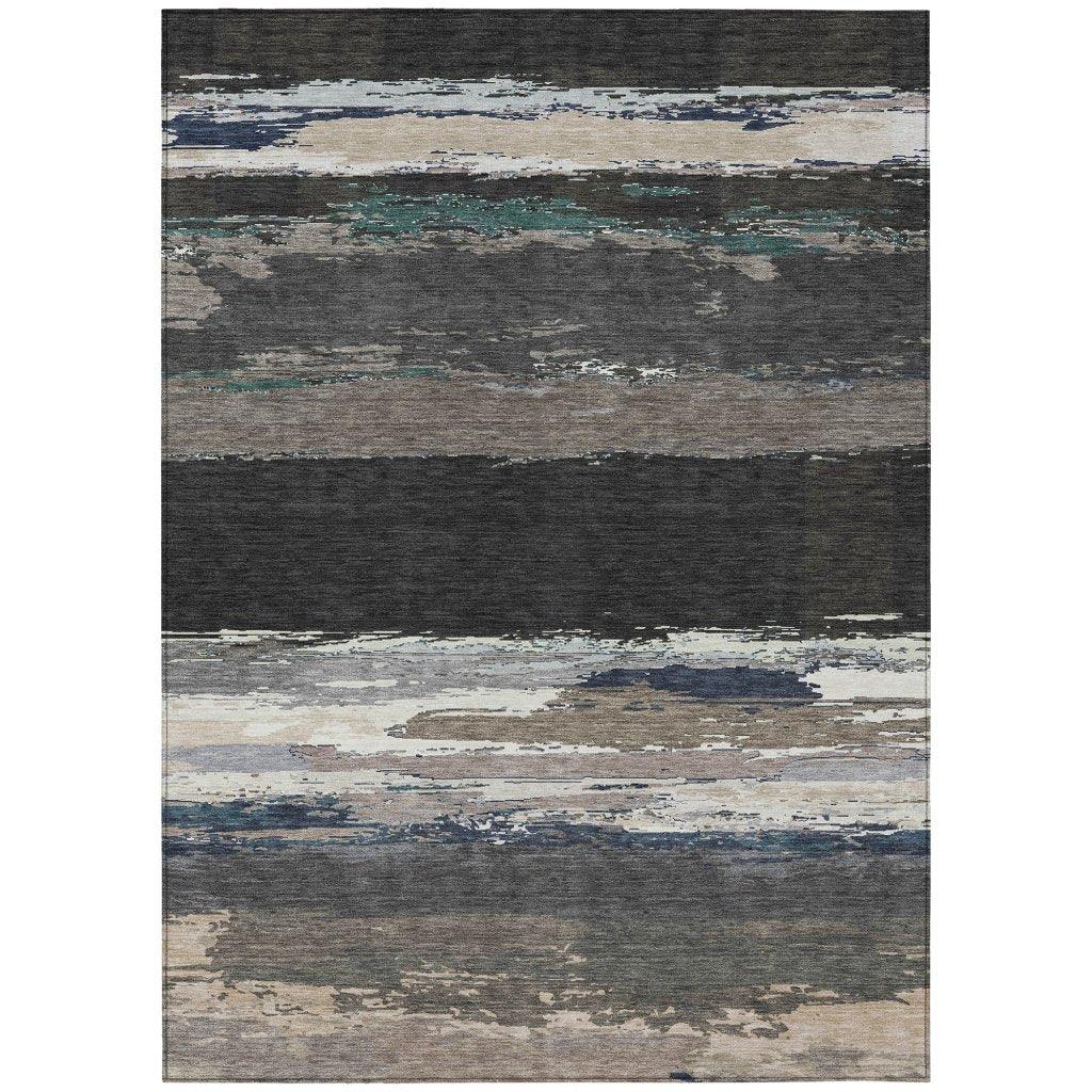 Nomaria Black Washable Indoor - Outdoor Rug - LOOMLAN - LOOMLAN Rugs - Outdoor Rugs