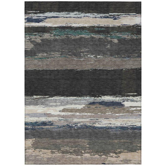 Nomaria Black Washable Indoor - Outdoor Rug - LOOMLAN - LOOMLAN Rugs - Outdoor Rugs