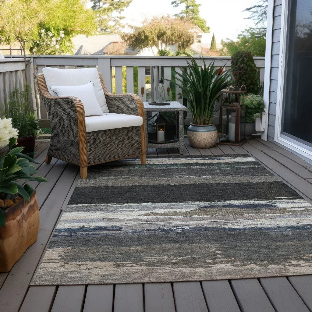 Nomaria Black Washable Indoor - Outdoor Rug - LOOMLAN - LOOMLAN Rugs - Outdoor Rugs