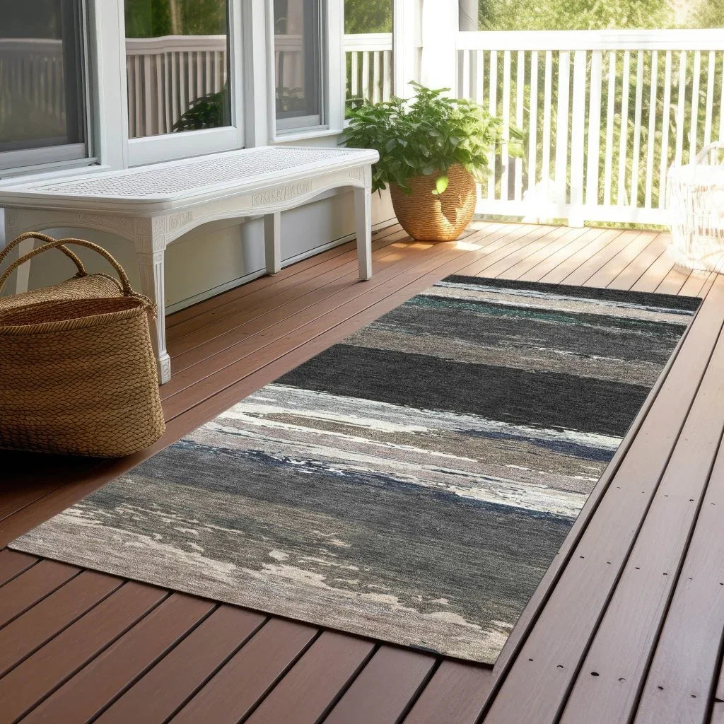 Nomaria Black Washable Indoor - Outdoor Rug - LOOMLAN - LOOMLAN Rugs - Outdoor Rugs