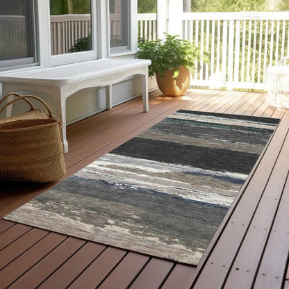 Nomaria Black Washable Indoor - Outdoor Rug - LOOMLAN - LOOMLAN Rugs - Outdoor Rugs
