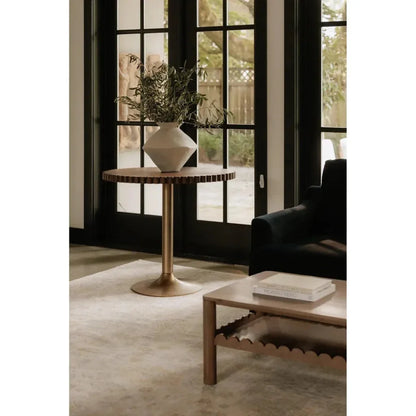 Nomi Wood and Iron Round Brown Cafe Table - LOOMLAN - Moe's Home - Coffee Tables