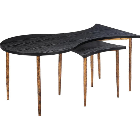 Norden Coffee Table Set (2 - Piece) Black & Bronze - LOOMLAN - Zuo Modern - Coffee Tables
