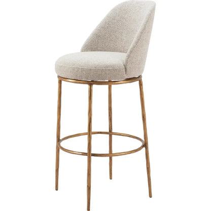 Nordhavn Beige and Gold Swivel Barstool - LOOMLAN - Zuo Modern - Bar Stools