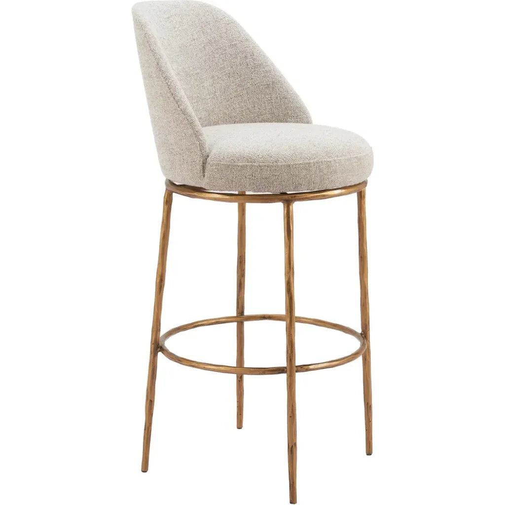 Nordhavn Beige and Gold Swivel Barstool - LOOMLAN - Zuo Modern - Bar Stools