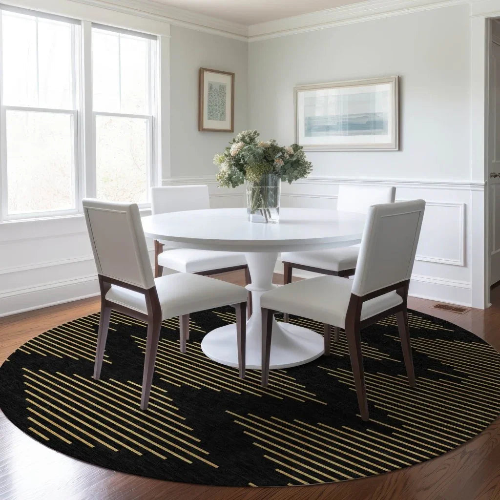 Norelia Black Washable Indoor-Outdoor Rug-Outdoor Rugs-LOOMLAN Rugs-LOOMLAN