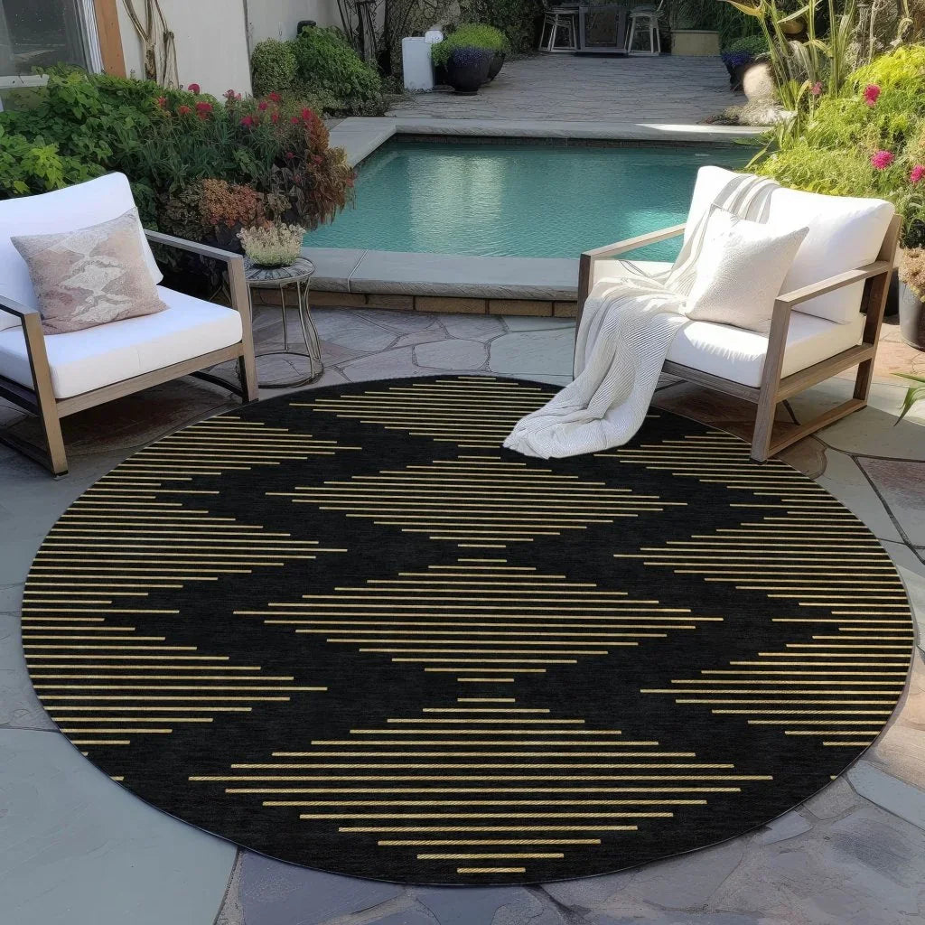 Norelia Black Washable Indoor-Outdoor Rug-Outdoor Rugs-LOOMLAN Rugs-LOOMLAN
