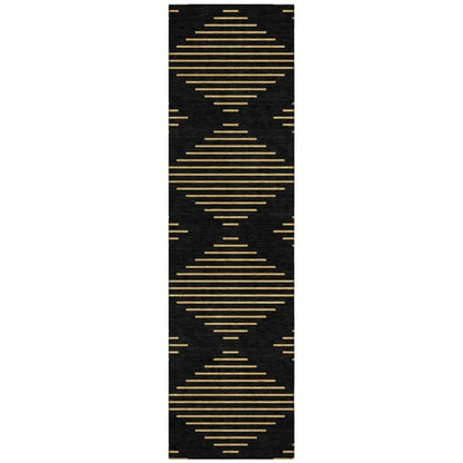 Norelia Black Washable Indoor-Outdoor Rug-Outdoor Rugs-LOOMLAN Rugs-2'3" x 7'6"-LOOMLAN