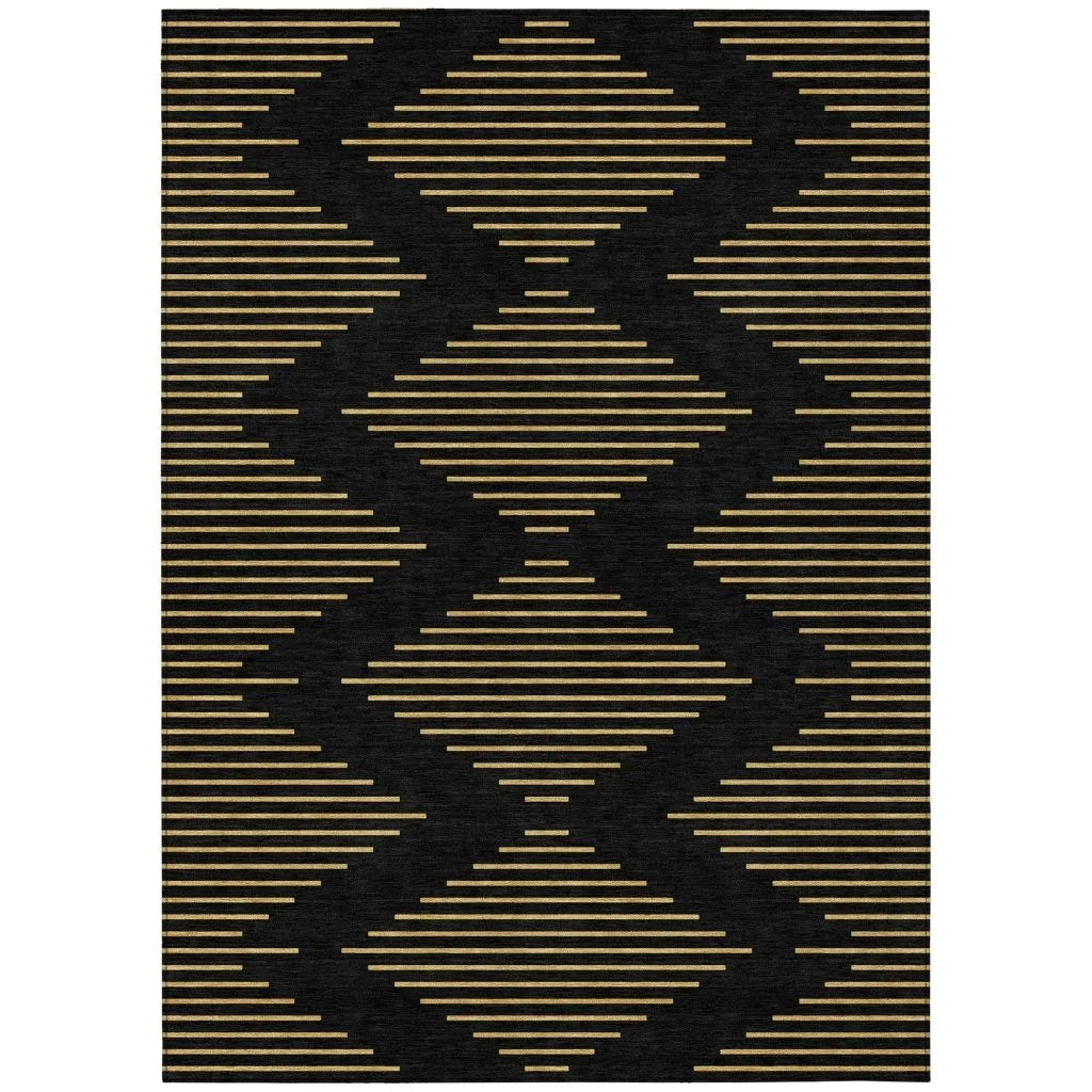 Norelia Black Washable Indoor-Outdoor Rug-Outdoor Rugs-LOOMLAN Rugs-2'6" x 3'10"-LOOMLAN