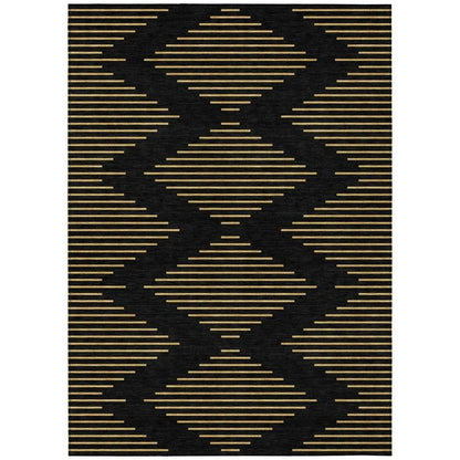 Norelia Black Washable Indoor-Outdoor Rug-Outdoor Rugs-LOOMLAN Rugs-2'6" x 3'10"-LOOMLAN