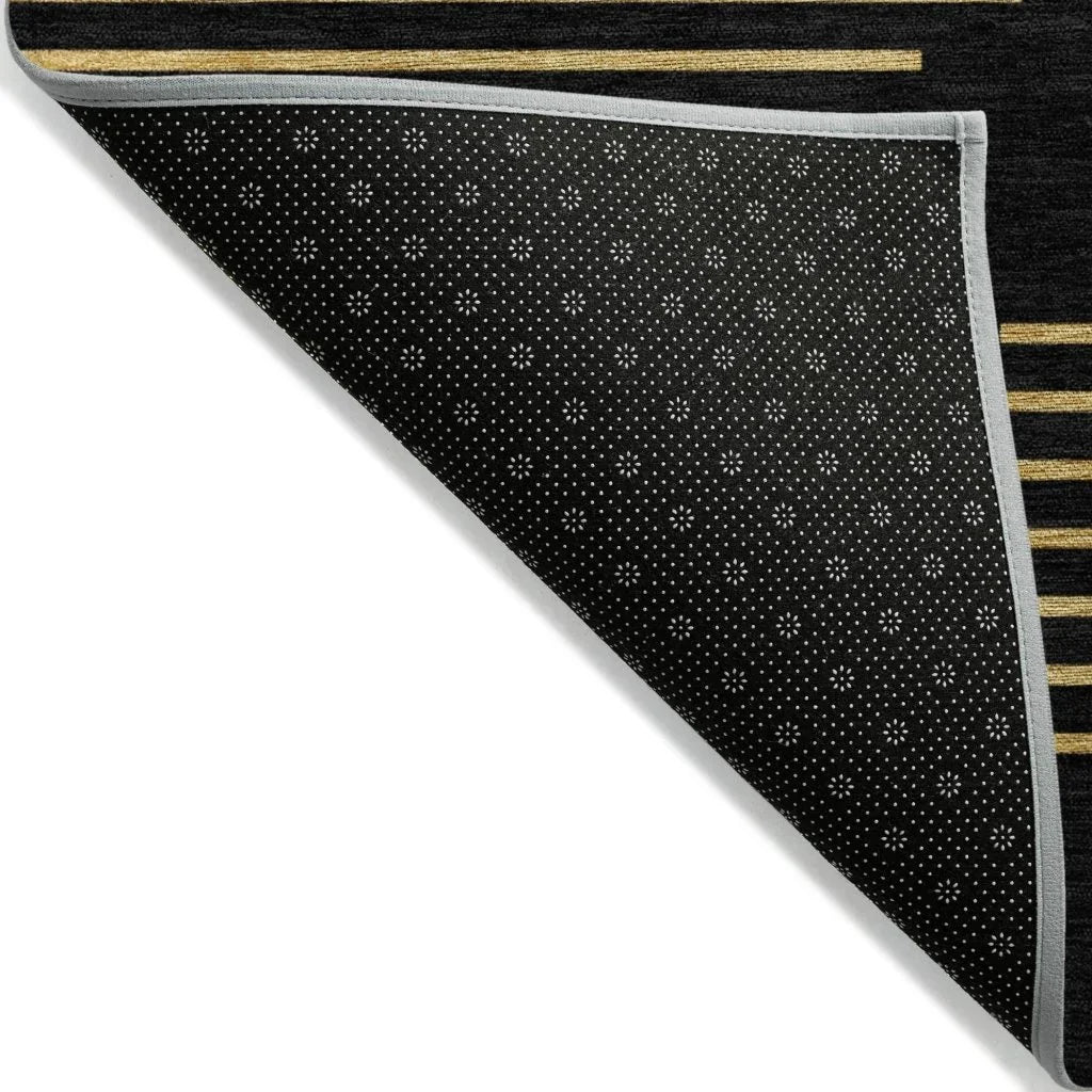 Norelia Black Washable Indoor-Outdoor Rug-Outdoor Rugs-LOOMLAN Rugs-LOOMLAN