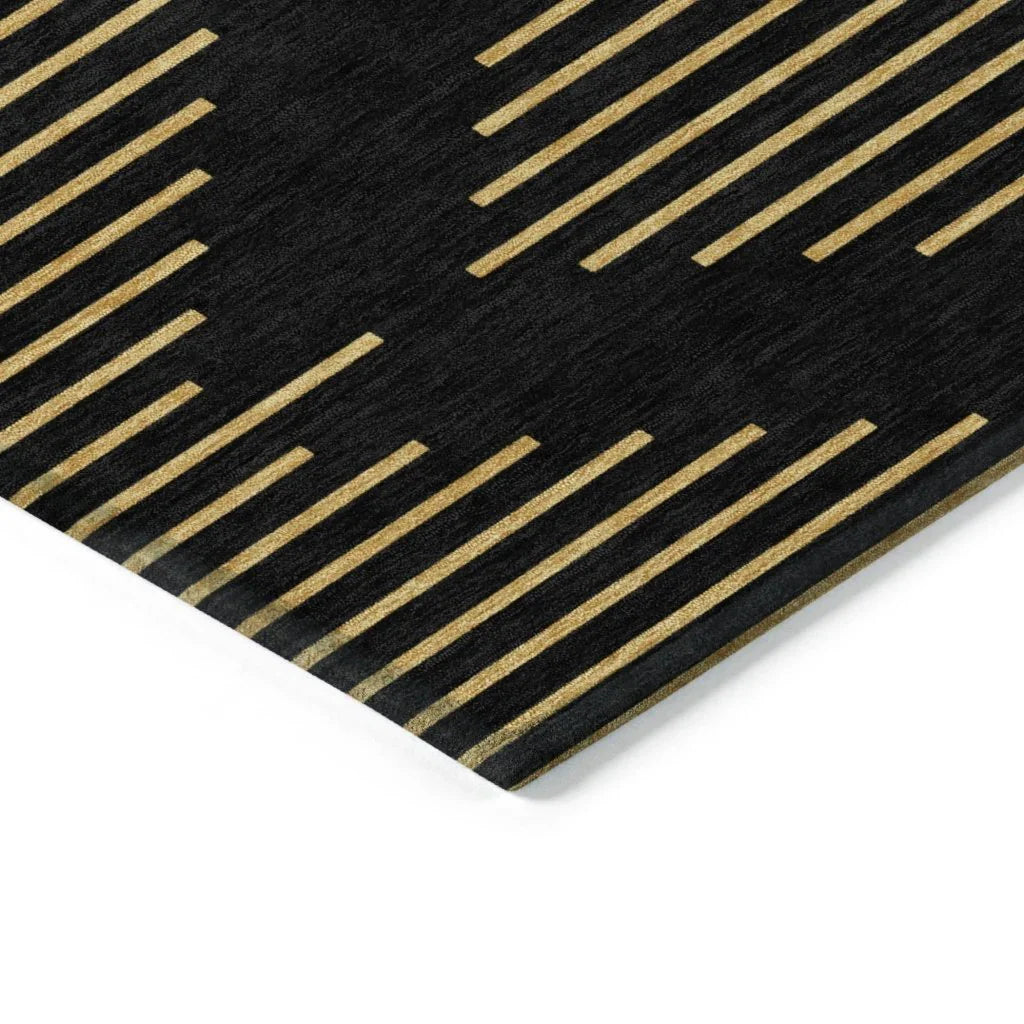 Norelia Black Washable Indoor-Outdoor Rug-Outdoor Rugs-LOOMLAN Rugs-LOOMLAN