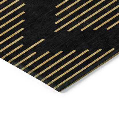 Norelia Black Washable Indoor-Outdoor Rug-Outdoor Rugs-LOOMLAN Rugs-LOOMLAN