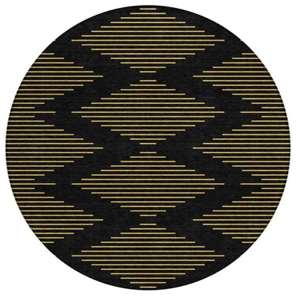 Norelia Black Washable Indoor-Outdoor Rug-Outdoor Rugs-LOOMLAN Rugs-8' x 8'-LOOMLAN