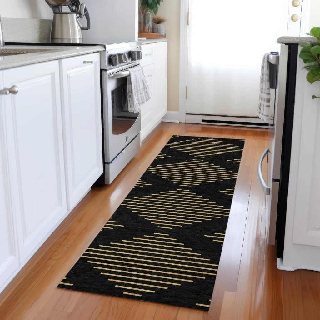 Norelia Black Washable Indoor-Outdoor Rug-Outdoor Rugs-LOOMLAN Rugs-LOOMLAN