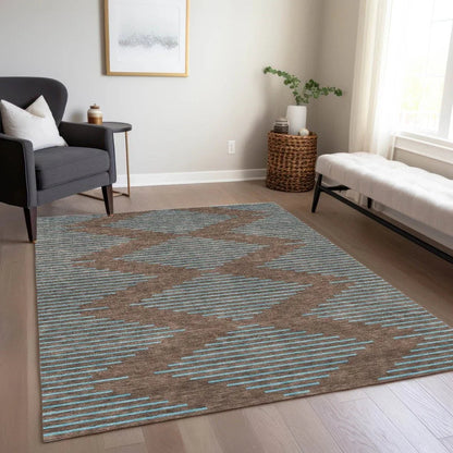 Norelia Brown Washable Indoor-Outdoor Rug-Outdoor Rugs-LOOMLAN Rugs-LOOMLAN