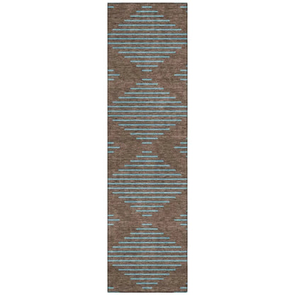 Norelia Brown Washable Indoor-Outdoor Rug-Outdoor Rugs-LOOMLAN Rugs-2'3" x 7'6"-LOOMLAN