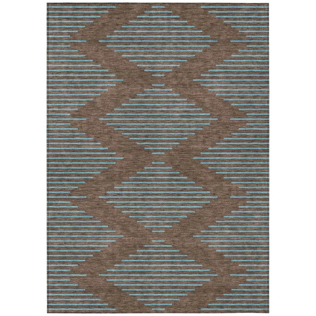 Norelia Brown Washable Indoor-Outdoor Rug-Outdoor Rugs-LOOMLAN Rugs-2'6" x 3'10"-LOOMLAN